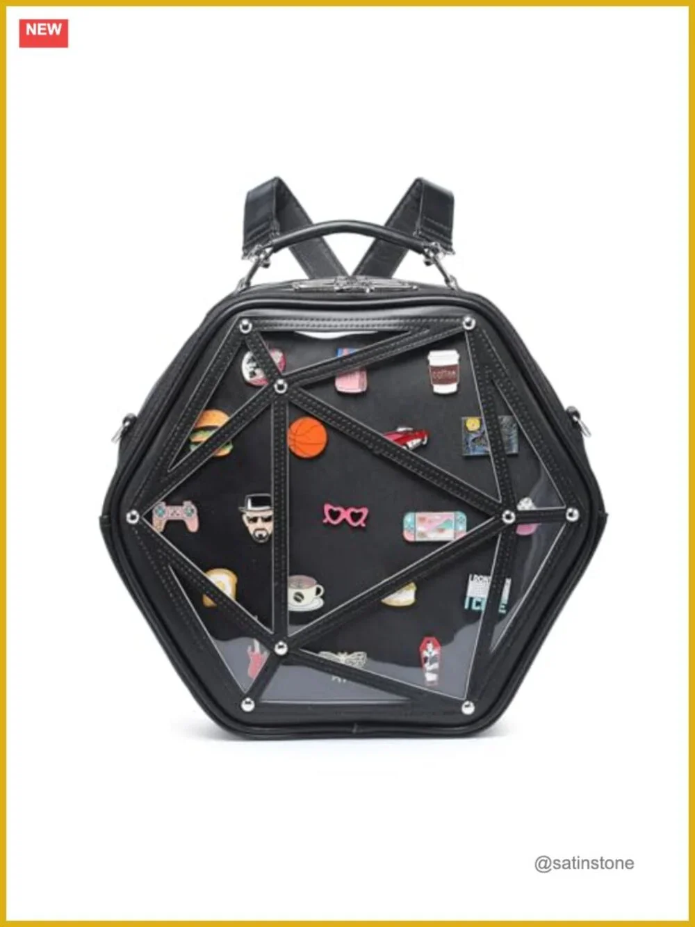Ita Bag Crossbody Shoulder Backpack PU Leather Pin Display Bag